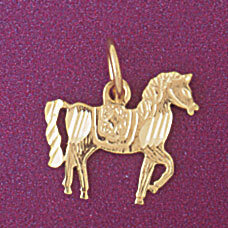 Carousel Horse Pendant Necklace Charm Bracelet in Yellow, White or Rose Gold 6016