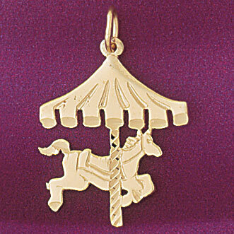 Carousel Horse Pendant Necklace Charm Bracelet in Yellow, White or Rose Gold 6019