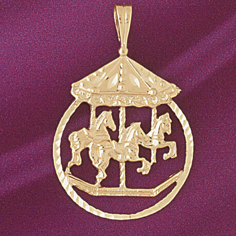 Dazzlers Jewelry Carousel Horse Pendant Necklace Charm Bracelet in Yellow, White or Rose Gold 6021,…