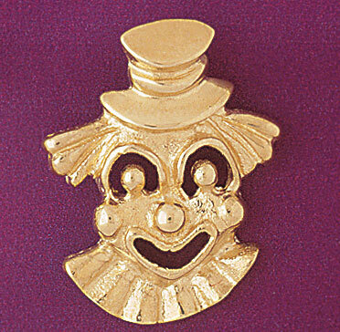 Clown Pendant Necklace Charm Bracelet in Yellow, White or Rose Gold 6024