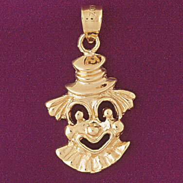 Clown Pendant Necklace Charm Bracelet in Yellow, White or Rose Gold 6025