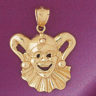 Clown Pendant Necklace Charm Bracelet in Yellow, White or Rose Gold 6027