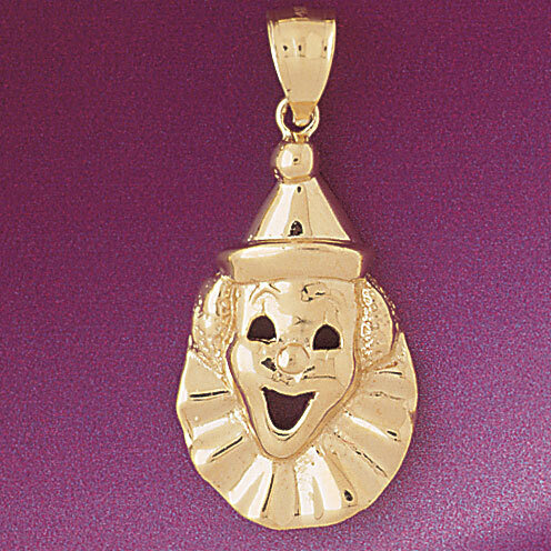 Clown Pendant Necklace Charm Bracelet in Yellow, White or Rose Gold 6030