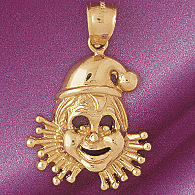 Clown Pendant Necklace Charm Bracelet in Yellow, White or Rose Gold 6031