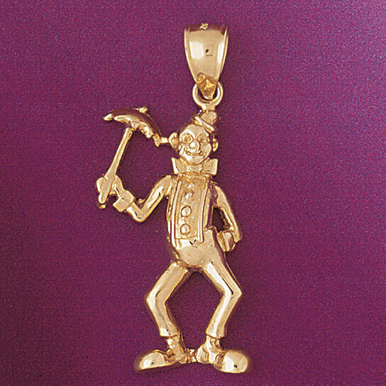 Clown Pendant Necklace Charm Bracelet in Yellow, White or Rose Gold 6039