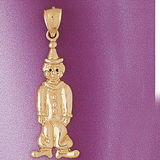Clown Pendant Necklace Charm Bracelet in Yellow, White or Rose Gold 6041