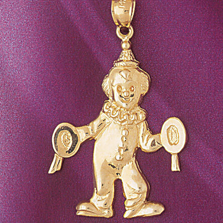 Clown Pendant Necklace Charm Bracelet in Yellow, White or Rose Gold 6042