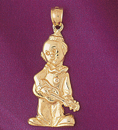 Clown Pendant Necklace Charm Bracelet in Yellow, White or Rose Gold 6043