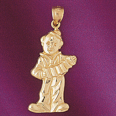 Clown Pendant Necklace Charm Bracelet in Yellow, White or Rose Gold 6044