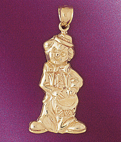 Clown Pendant Necklace Charm Bracelet in Yellow, White or Rose Gold 6045