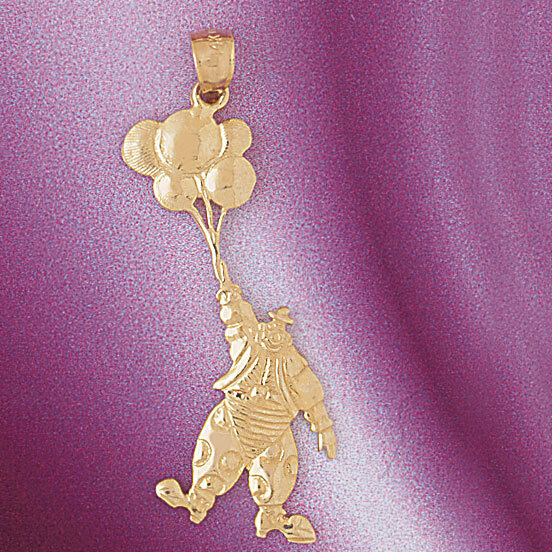 Clown Pendant Necklace Charm Bracelet in Yellow, White or Rose Gold 6046