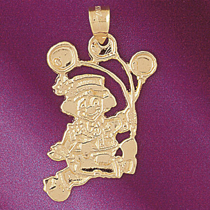 Clown Pendant Necklace Charm Bracelet in Yellow, White or Rose Gold 6049