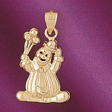 Clown Pendant Necklace Charm Bracelet in Yellow, White or Rose Gold 6050
