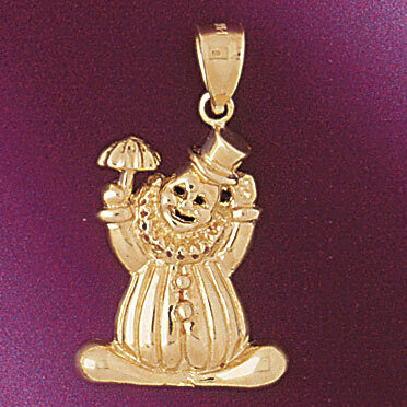 Clown Pendant Necklace Charm Bracelet in Yellow, White or Rose Gold 6051