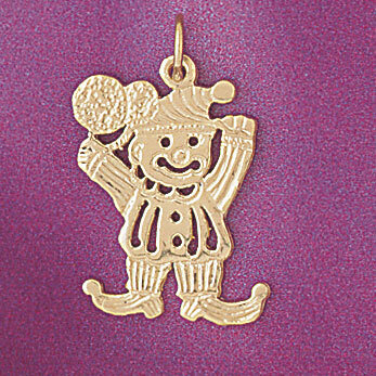 Clown Pendant Necklace Charm Bracelet in Yellow, White or Rose Gold 6052