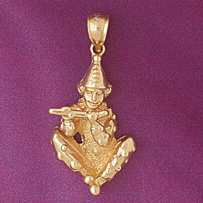 Clown Pendant Necklace Charm Bracelet in Yellow, White or Rose Gold 6053