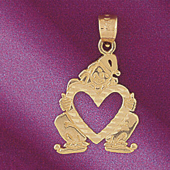Clown Pendant Necklace Charm Bracelet in Yellow, White or Rose Gold 6055