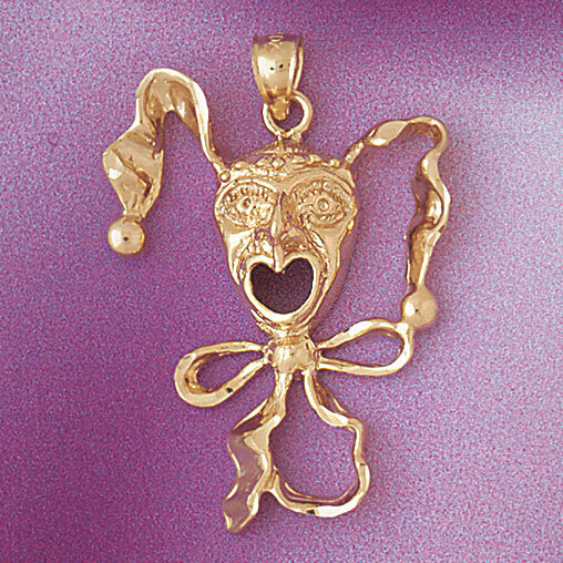 Clown Pendant Necklace Charm Bracelet in Yellow, White or Rose Gold 6057
