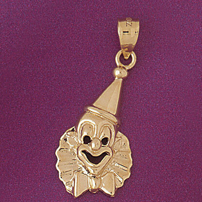 Clown Pendant Necklace Charm Bracelet in Yellow, White or Rose Gold 6060