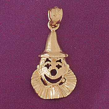 Clown Pendant Necklace Charm Bracelet in Yellow, White or Rose Gold 6061