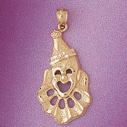 Clown Pendant Necklace Charm Bracelet in Yellow, White or Rose Gold 6062