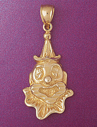 Clown Pendant Necklace Charm Bracelet in Yellow, White or Rose Gold 6063