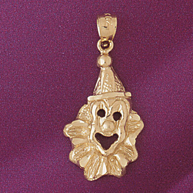 Clown Pendant Necklace Charm Bracelet in Yellow, White or Rose Gold 6065