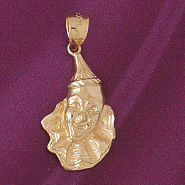 Clown Pendant Necklace Charm Bracelet in Yellow, White or Rose Gold 6066