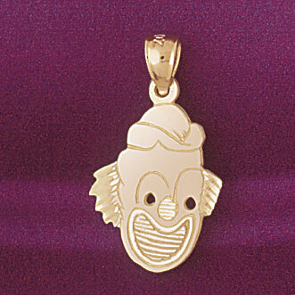 Clown Pendant Necklace Charm Bracelet in Yellow, White or Rose Gold 6068