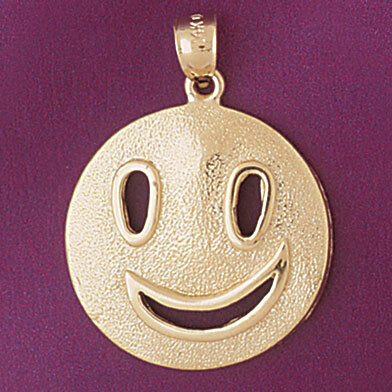 Happy Face Pendant Necklace Charm Bracelet in Yellow, White or Rose Gold 6076