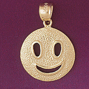 Happy Face Pendant Necklace Charm Bracelet in Yellow, White or Rose Gold 6077
