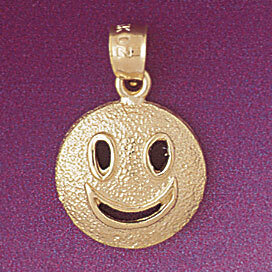Happy Face Pendant Necklace Charm Bracelet in Yellow, White or Rose Gold 6078