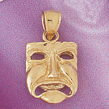 Drama Mask Pendant Necklace Charm Bracelet in Yellow, White or Rose Gold 6083