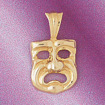 Drama Mask Pendant Necklace Charm Bracelet in Yellow, White or Rose Gold 6088