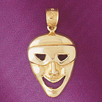 Drama Mask Pendant Necklace Charm Bracelet in Yellow, White or Rose Gold 6091
