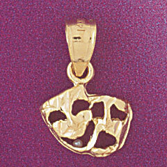Dazzlers Jewelry Drama Mask Pendant Necklace Charm Bracelet in Yellow, White or Rose Gold 6098, MPN…