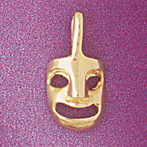 Drama Mask Pendant Necklace Charm Bracelet in Yellow, White or Rose Gold 6099
