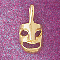 Dazzlers Jewelry Drama Mask Pendant Necklace Charm Bracelet in Yellow, White or Rose Gold 6099, MPN…