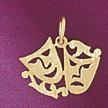 Dazzlers Jewelry Drama Mask Pendant Necklace Charm Bracelet in Yellow, White or Rose Gold 6104, MPN…
