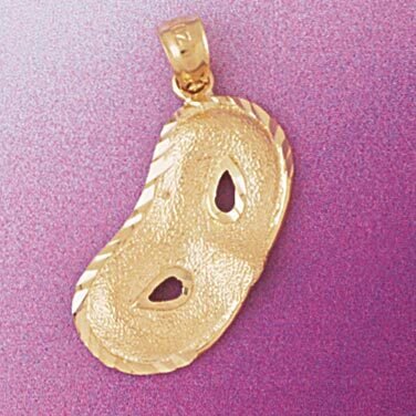Mask Pendant Necklace Charm Bracelet in Yellow, White or Rose Gold 6107