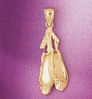 Ballerina Shoe Pendant Necklace Charm Bracelet in Yellow, White or Rose Gold 6111