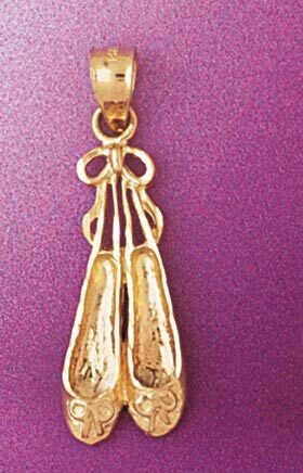 Ballerina Shoe Pendant Necklace Charm Bracelet in Yellow, White or Rose Gold 6112