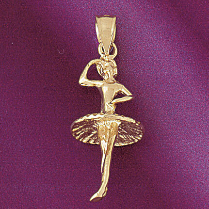 Ballerina Dancer Pendant Necklace Charm Bracelet in Yellow, White or Rose Gold 6130
