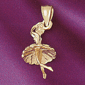 Ballerina Dancer Pendant Necklace Charm Bracelet in Yellow, White or Rose Gold 6131