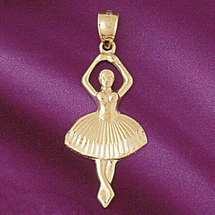 Ballerina Dancer Pendant Necklace Charm Bracelet in Yellow, White or Rose Gold 6132