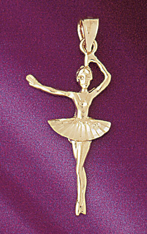 Ballerina Dancer Pendant Necklace Charm Bracelet in Yellow, White or Rose Gold 6133