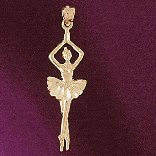 Ballerina Dancer Pendant Necklace Charm Bracelet in Yellow, White or Rose Gold 6134
