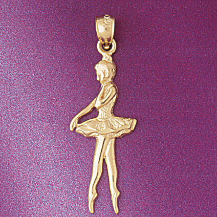 Ballerina Dancer Pendant Necklace Charm Bracelet in Yellow, White or Rose Gold 6135