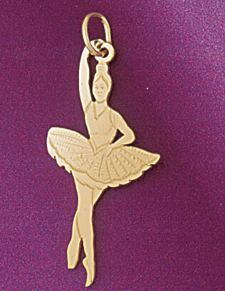 Ballerina Dancer Pendant Necklace Charm Bracelet in Yellow, White or Rose Gold 6136