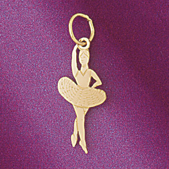 Ballerina Dancer Pendant Necklace Charm Bracelet in Yellow, White or Rose Gold 6137